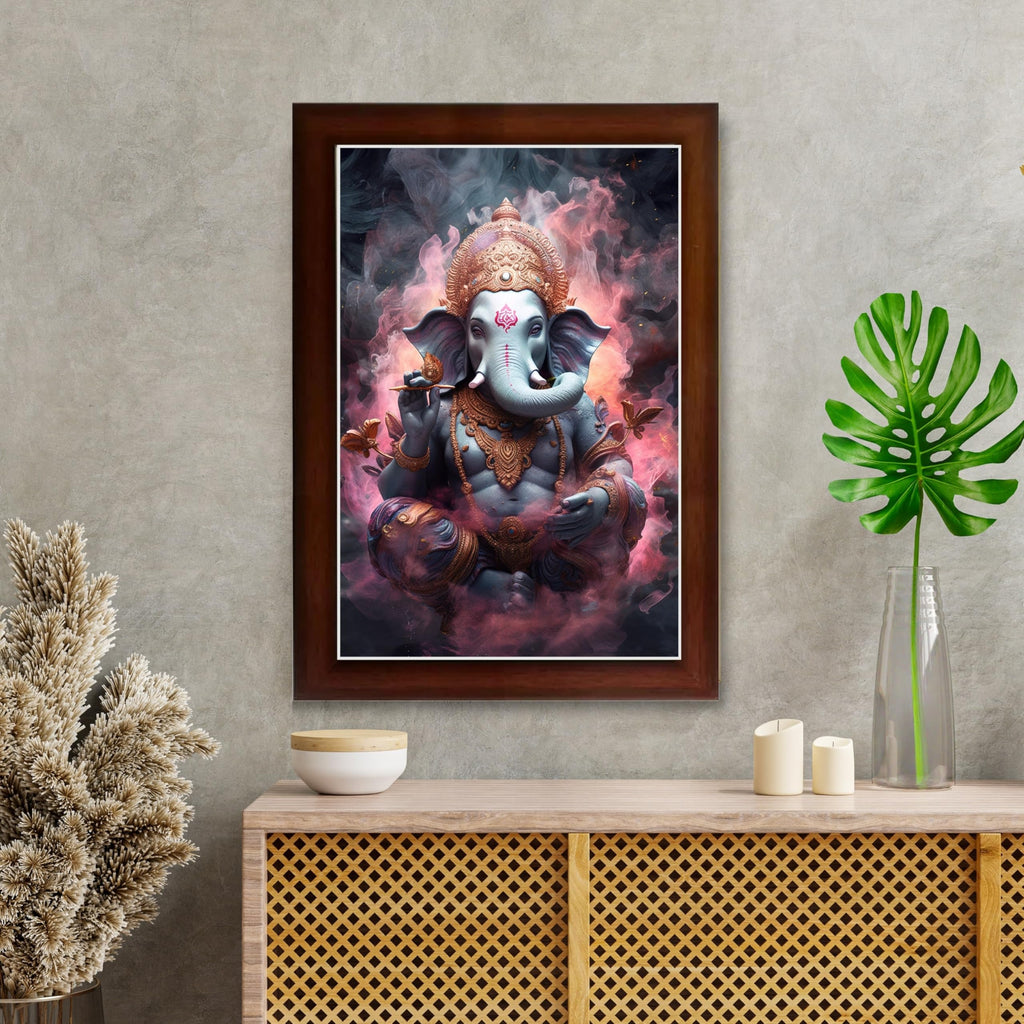 CRAFT QUEST God Ganesh Ganpati ji Hanging Wall Painting Framed For Home Décor