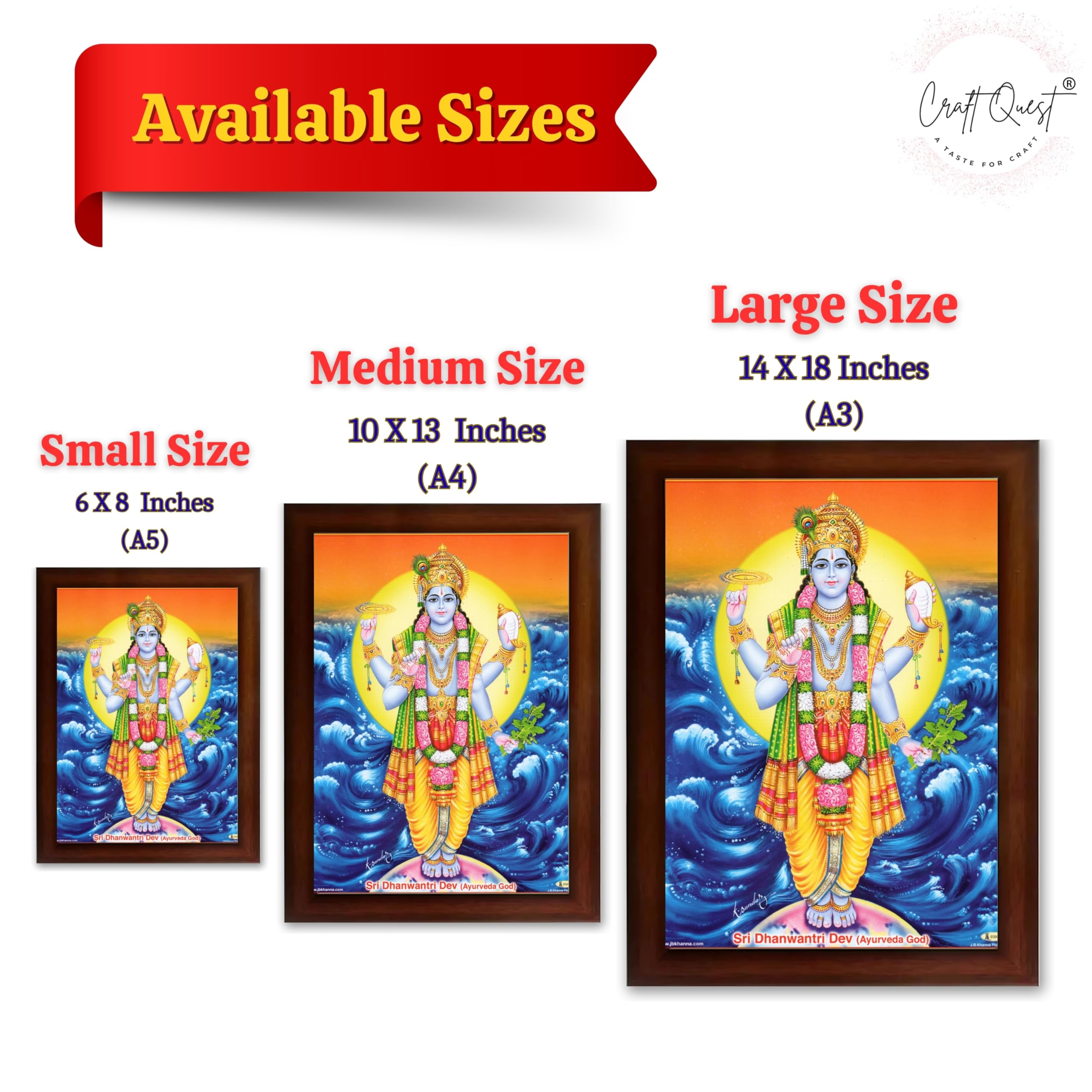 CRAFT QUEST Dhanvantari/Dhanvantri God of Health and Ayurveda Photo Frame