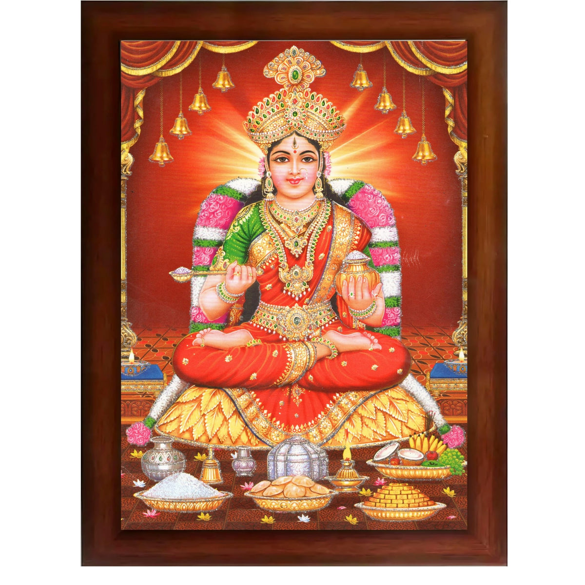 CRAFT QUEST Mata Annapurna Devi Photo for Kitchen Maa Wall Painting Framed Home Décor