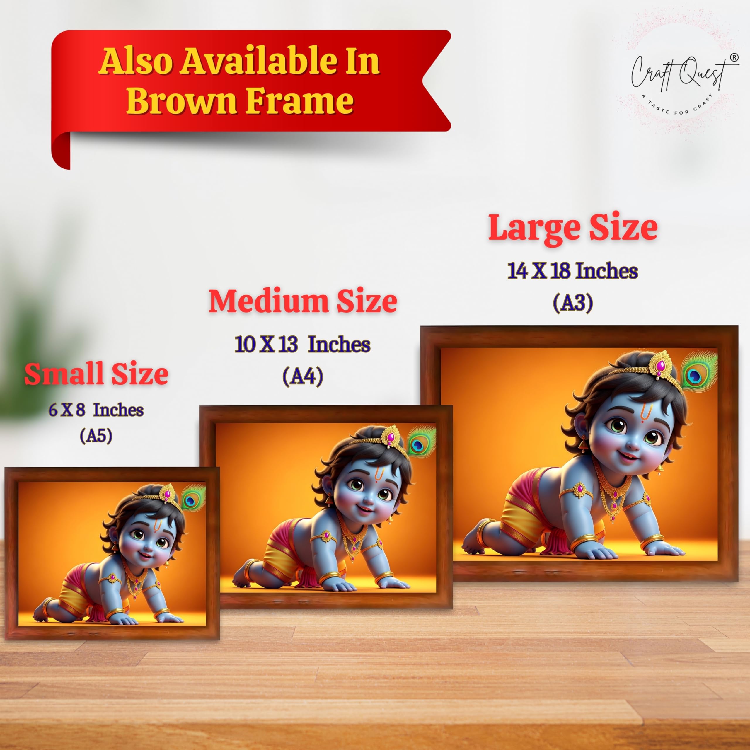 CRAFT QUEST Shri Bal Gopal Painting | Krishna Photo Frames for Walls, Home, Living Room and Home Décor