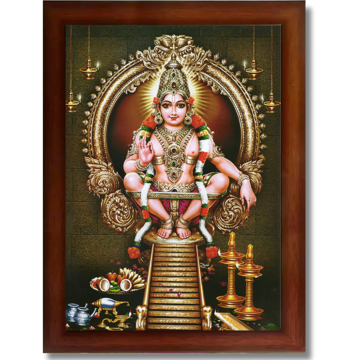 CRAFT QUEST Lord Swami Ayyappa Swamy Ayyappan Iyyappan South photo Frame For Wall Painting,Temple, Pooja, Home Décor Items