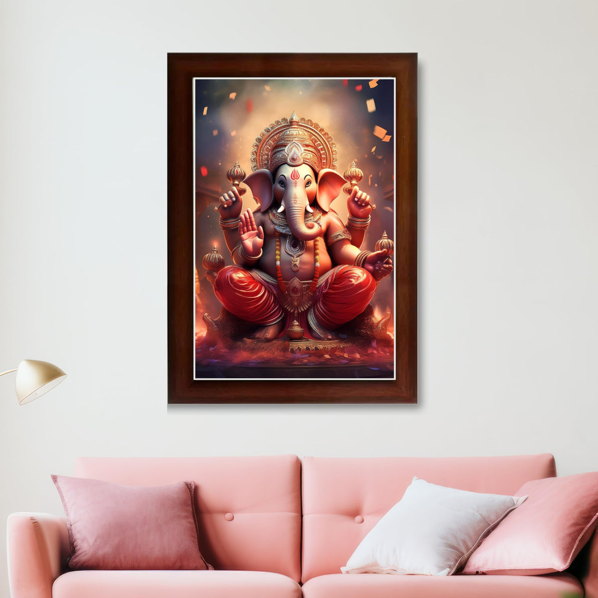 CRAFT QUEST Lord Ganesha Ji Laminated God Photo Frame Wall Decor Mandir Pooja Poster Religious Painting Divine Hindu Temple Decoration Spiritual Blessings Home Office Gift