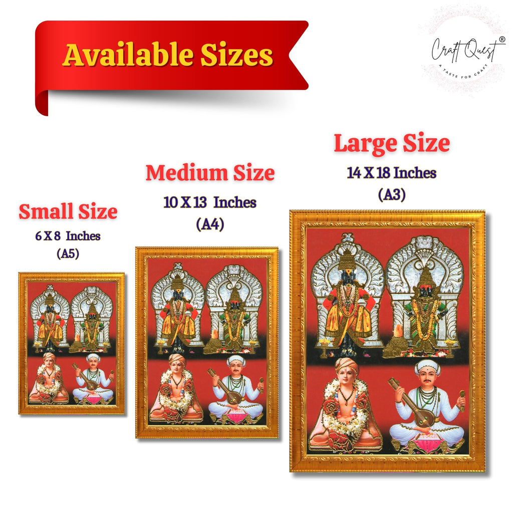 CRAFT QUEST Lord Shri Vitthal Rukmini Photo Frame with Acrylic Sheet Wall Hanging/Gift/Temple/puja Room/Home Decor Frame Item