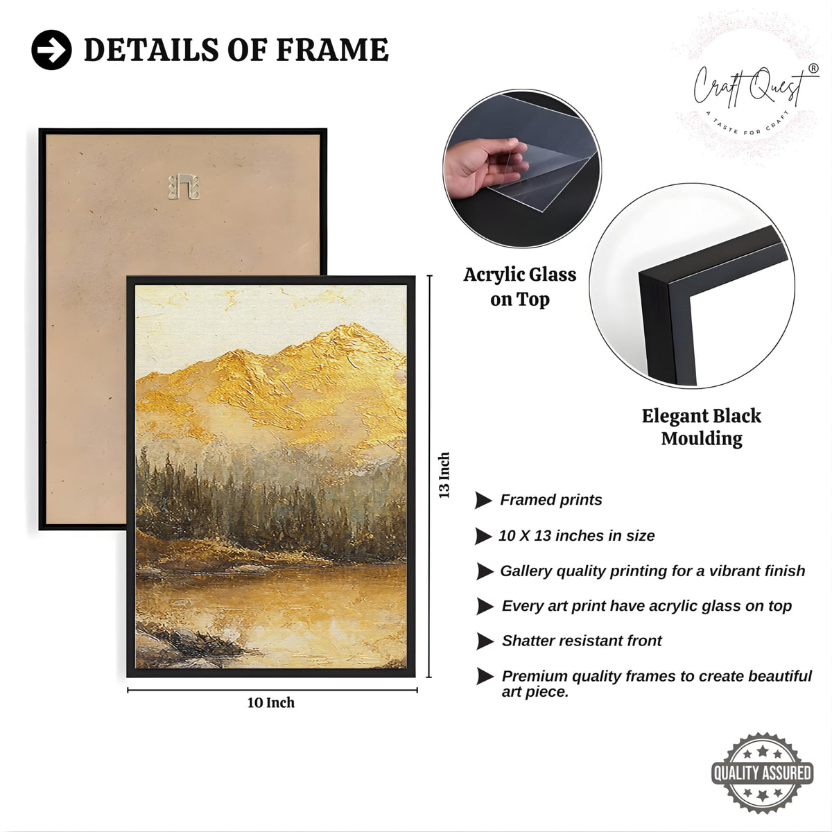 CRAFT QUEST Nature Inspired Painting Of Mountain With Trees Wall Art | Set of 3 Frames for Home Decoration | Ideal for Living Room, Bedroom & Office