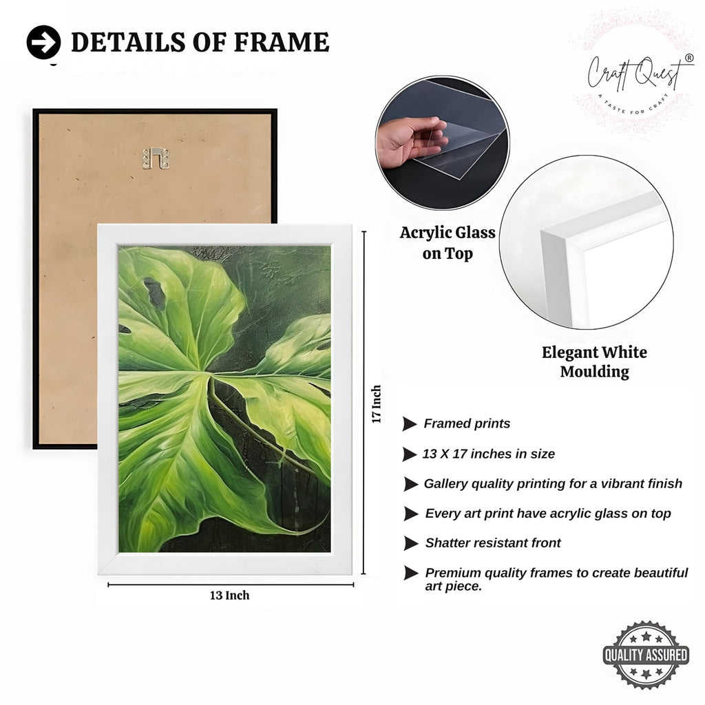 CRAFT QUEST Nature Inspired Painting Of Plant With Green Leaves Wall Art | Set of 3 Frames for Home Decoration | Ideal for Living Room, Bedroom & Offices