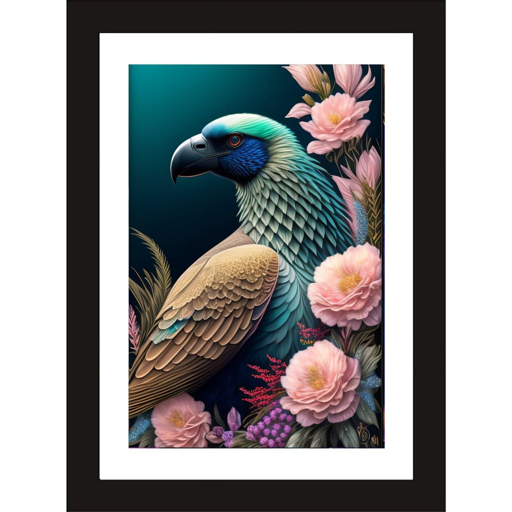 CRAFT QUEST Abstract Modern Art Painting Poster Frame for Home & Office Wall Decoration - Portrait, Wall Display (Black, 14x10 Inch Frame with Art Print) (Tropical Reverie)