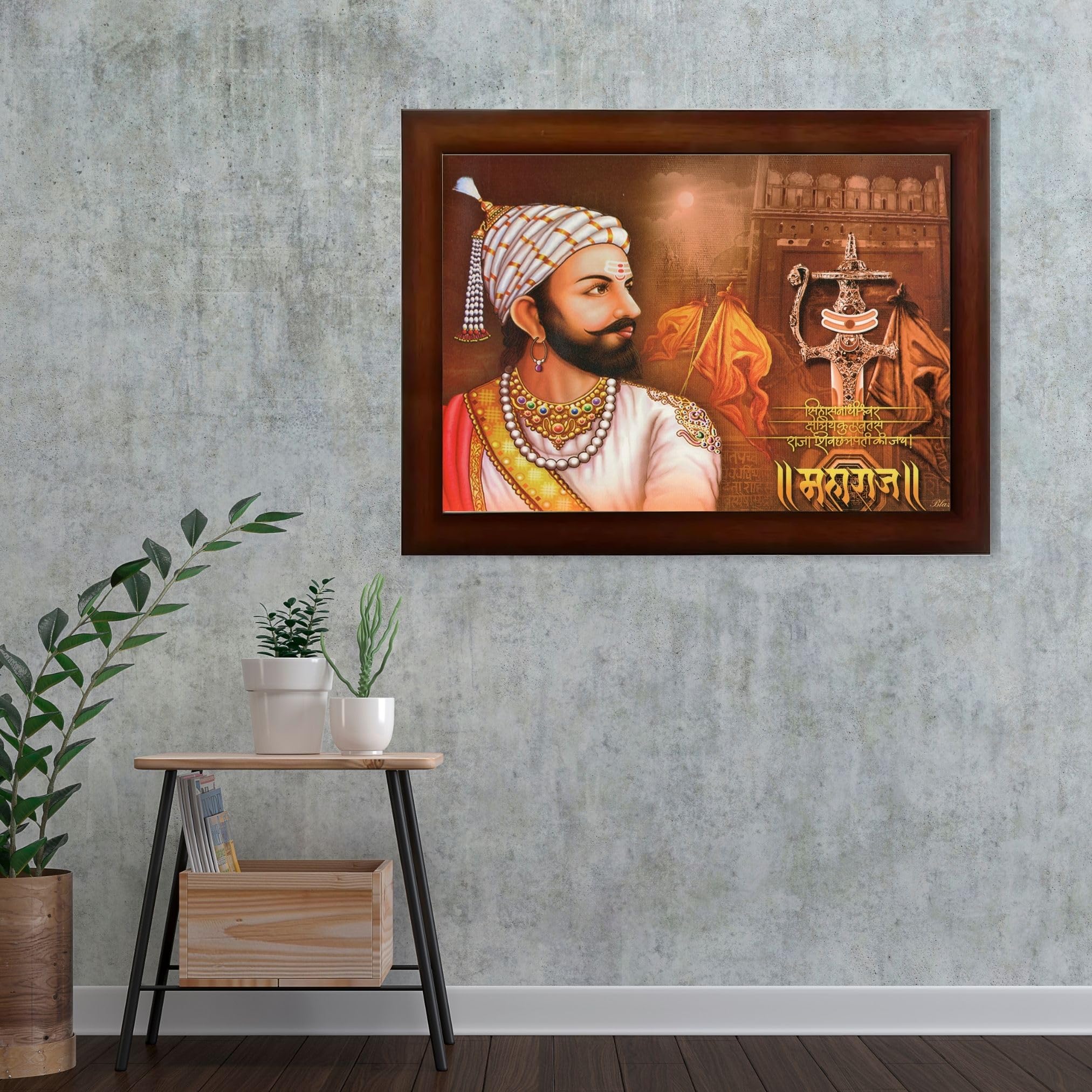 CRAFT QUEST Chhatrapati Shivaji Maharaj photo frame Home Decorative items with synthetic frame