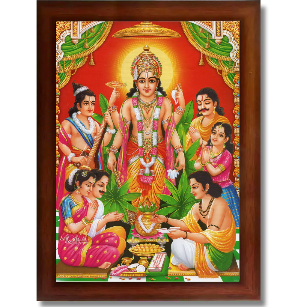 CRAFT QUEST Satyanarayana Swamy God Satyanarayan Photo Frame | Religious Photo Frame | Ideal for Home, Office, Temple & Puja Room, Wall Decor