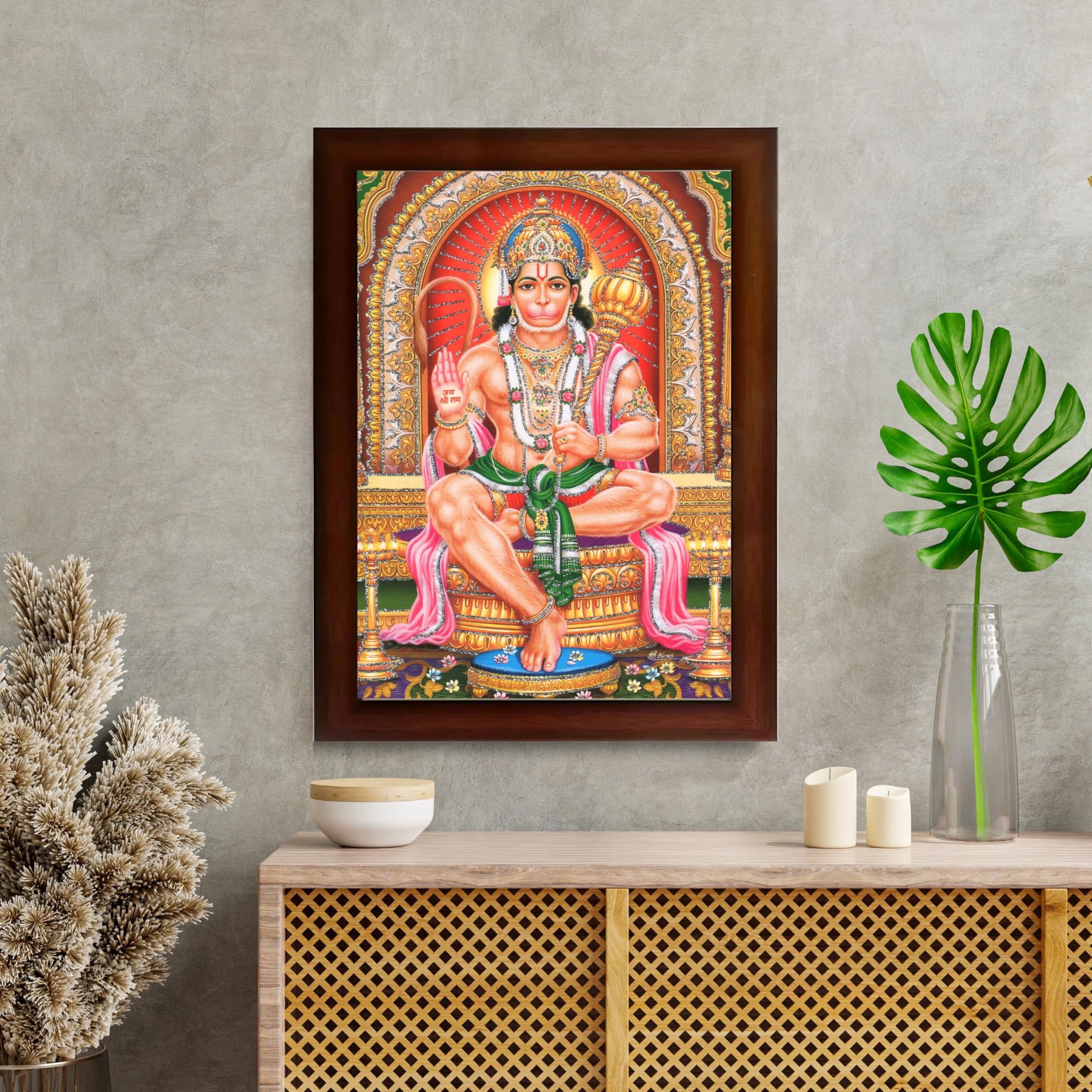 CRAFT QUEST Hanuman JI | Bajrangbali Religious Photo frame Decorative Item Synthetic frame