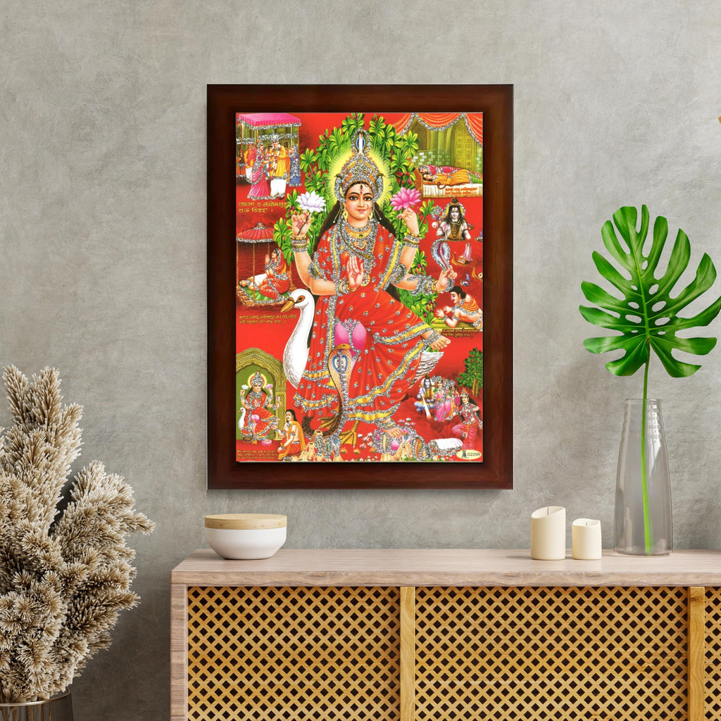 CRAFT QUEST Maa Mansa/Maa Mansani/Maa Nag Devi Photo Frame Wall Painting Framed Home Decor wooden framed