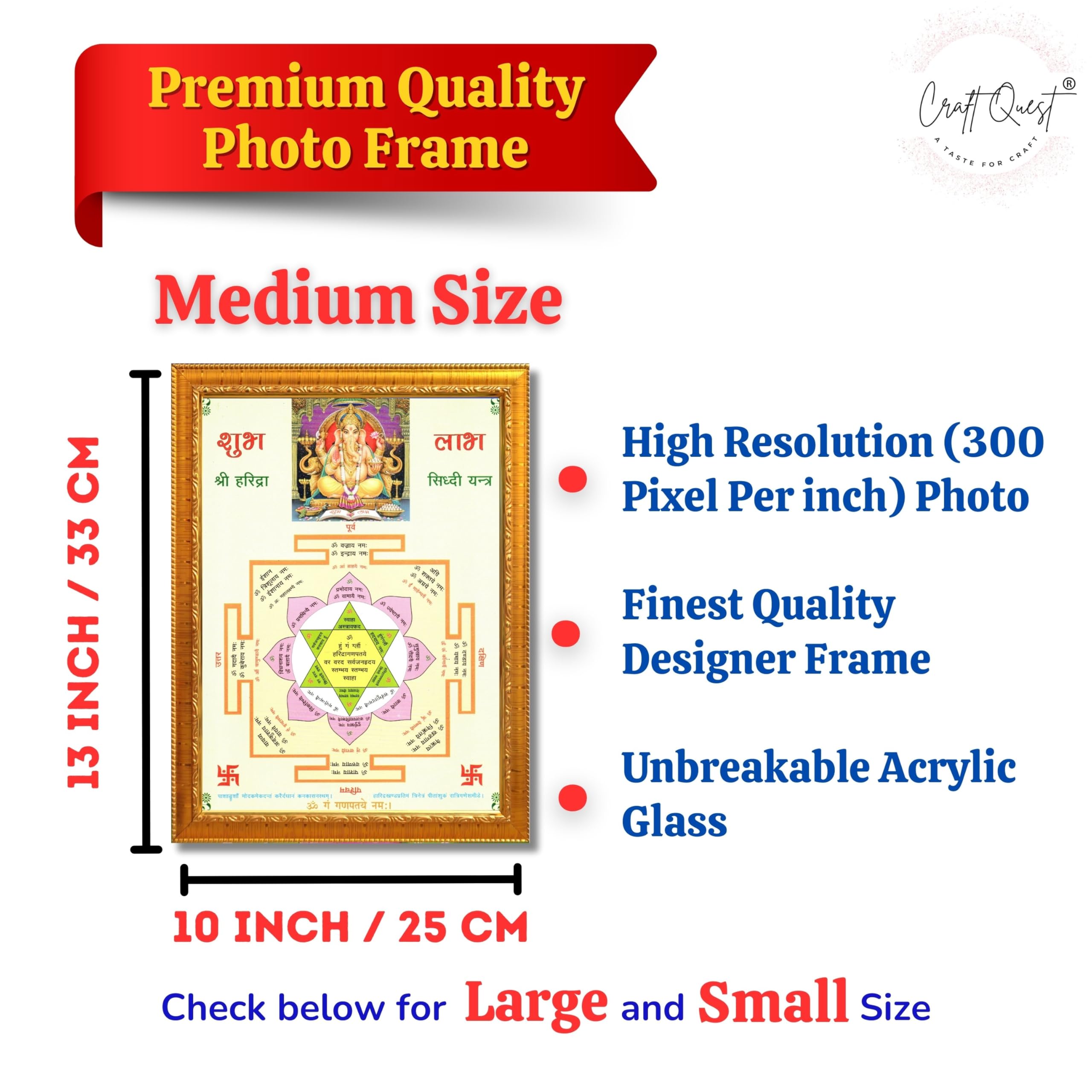 CRAFT QUEST Lord Ganpati Ganesh ji Modern Wall Painting With Frame For Home pooja, and Office Decor,