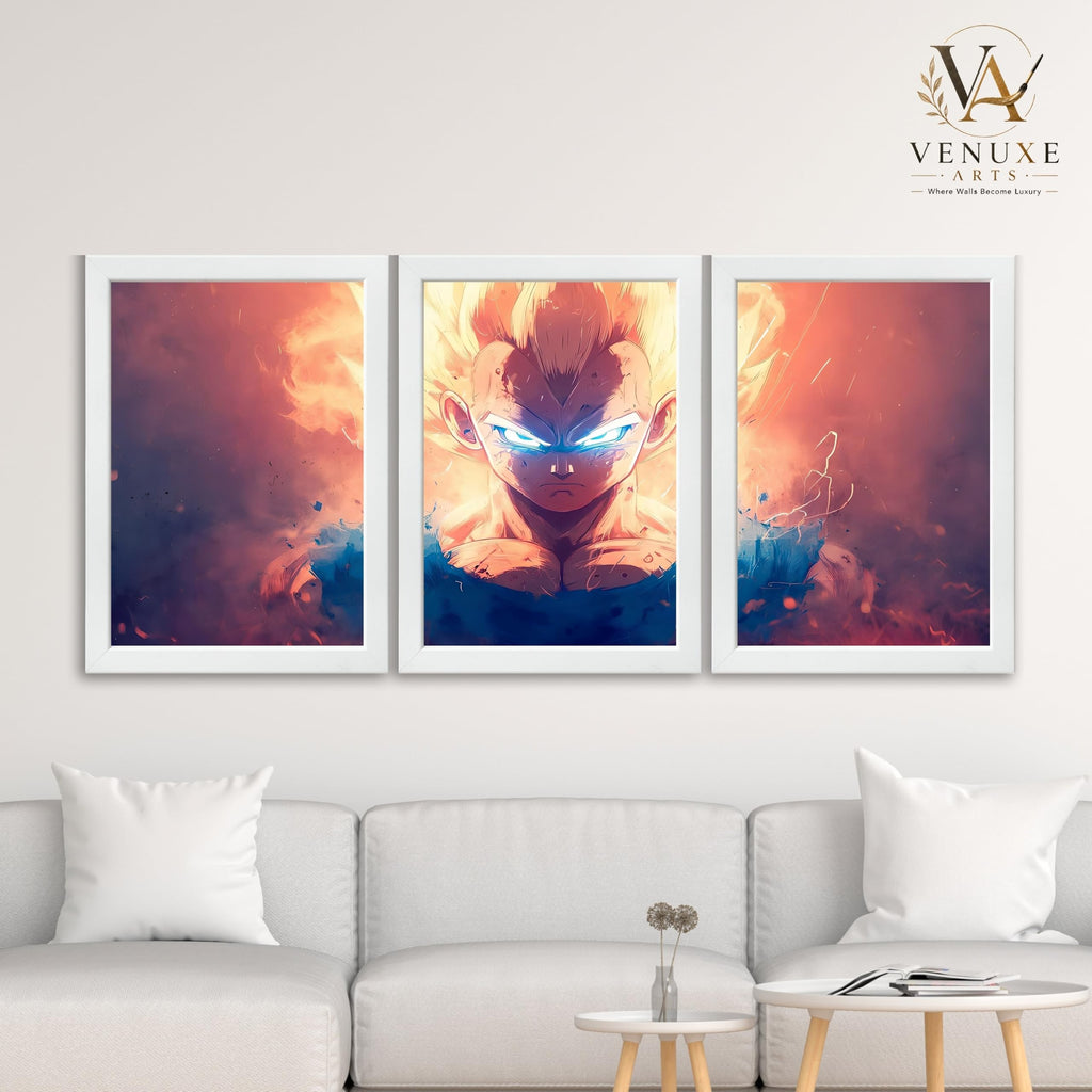 VENUXE ARTS Set Of 3 Anime Characters Wall Framed |Anime Characters Framed Poster for Living Room Bedroom Gaming Room Studio Wall Decor