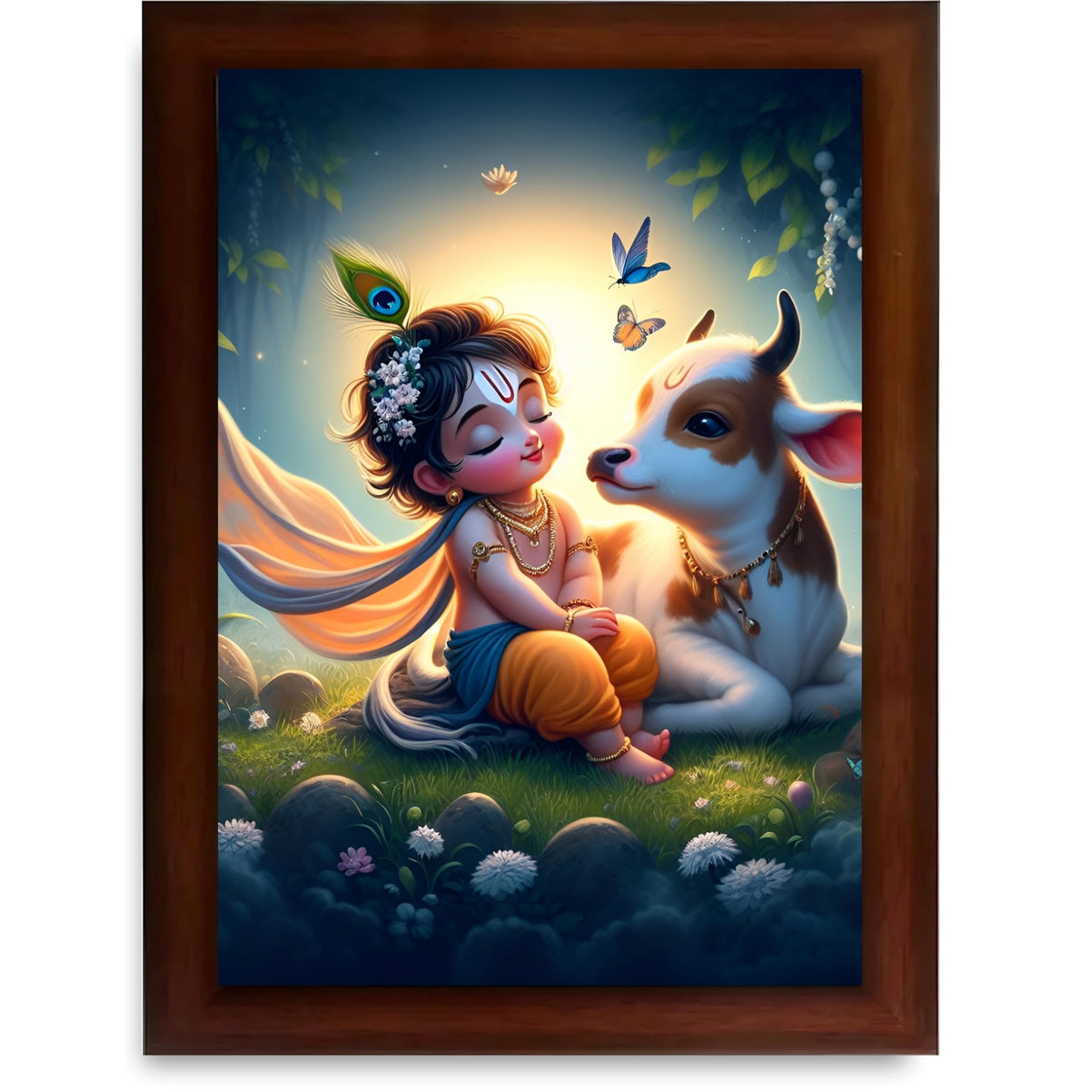 CRAFT QUEST Cute Bal Gopal HD Print | Premium Transparent Frame for Home Temple, Office Desk, Car Dashboard