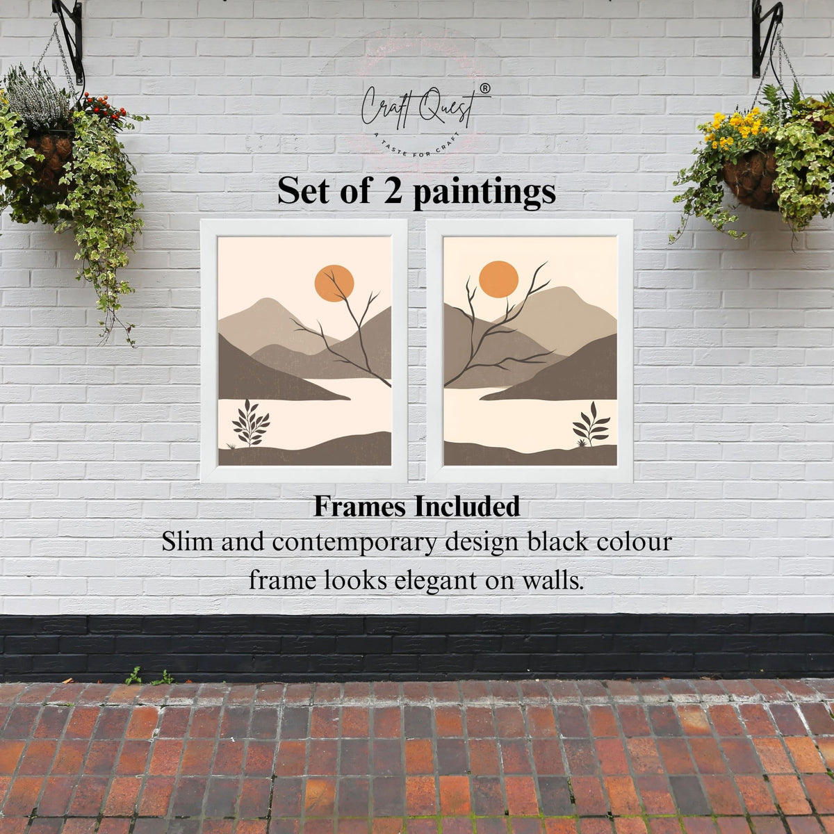CRAFT QUEST Set of 2 piece Wall Art poster Frame Painting for Wall Decoration With Acrylic Glass, living room, Home, Office