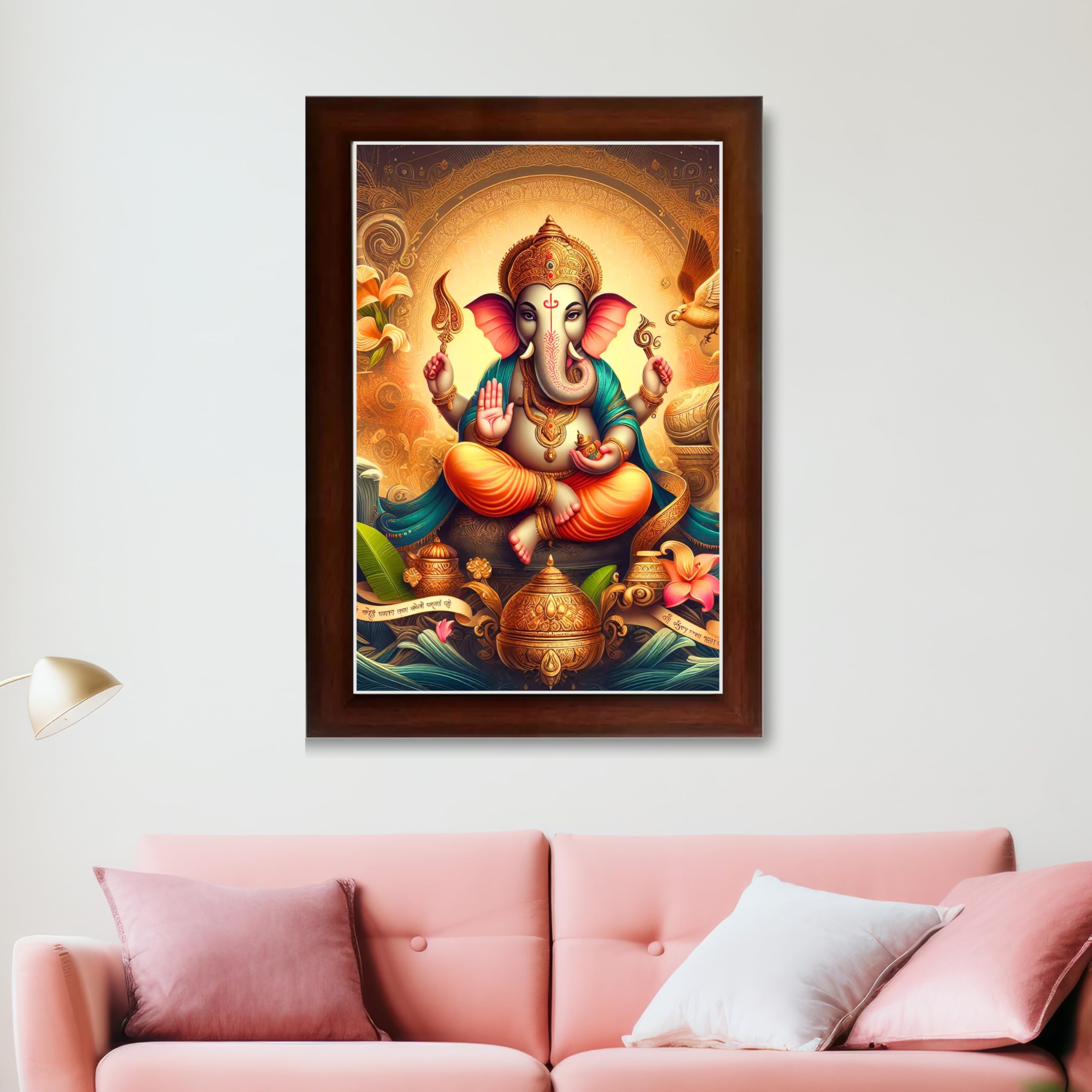 CRAFT QUEST Lord Ganesha Ganesh Ganpati Ganapathi Hanging Wall Painting Framed Home Decor