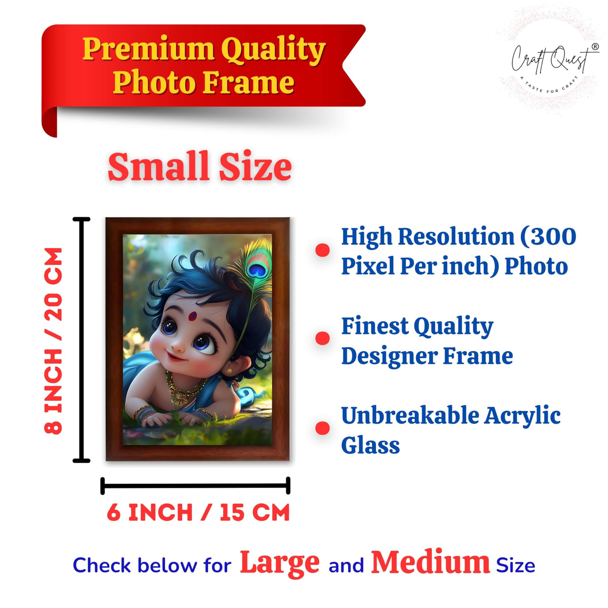 CRAFT QUEST Bal Gopal Painting Kanha Ji Poster | Laddu Lord Makhan Chor | Walls Home Bedroom Living Room Decoration Gift.
