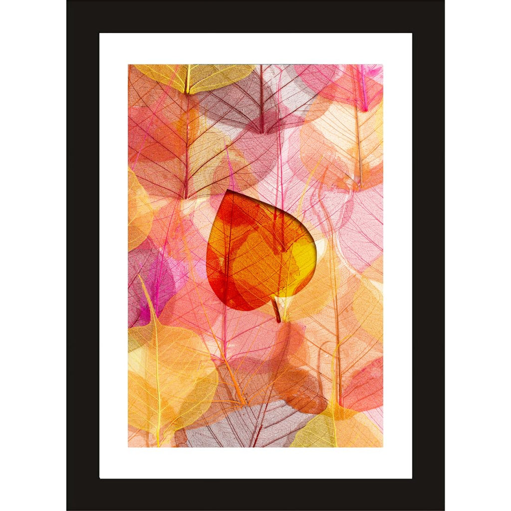 CRAFT QUEST Abstract Digital Leaves Modern Art Painting Poster Frame for Home & Office Wall Decoration - Portrait, Wall Display (Black, 14x10 Inch Frame with Art Print)