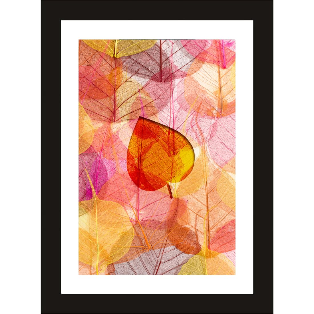 CRAFT QUEST Abstract Digital Leaves Modern Art Painting Poster Frame for Home & Office Wall Decoration - Portrait, Wall Display (Black, 14x10 Inch Frame with Art Print)