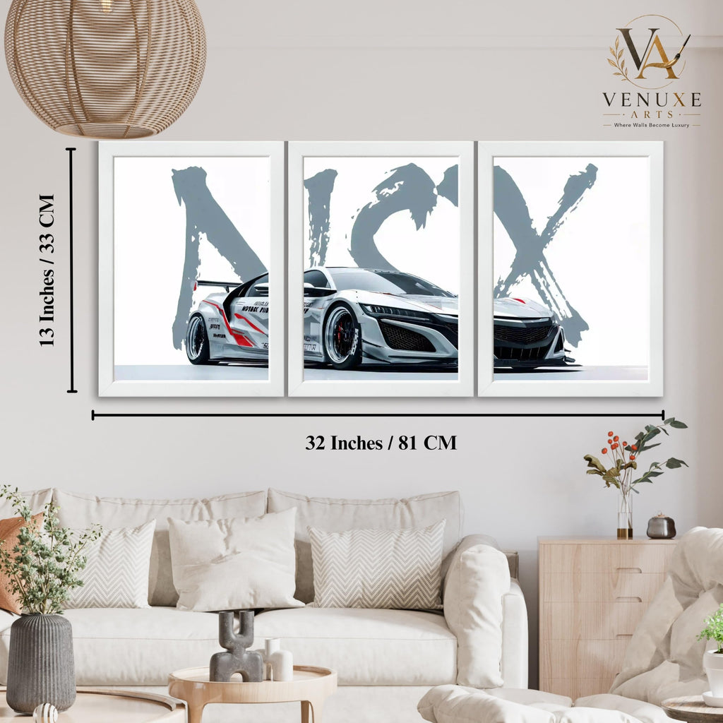 VENUXE ARTS Set Of 3 Big Sports Cars Framed Posters Gift Items for Boys Room Wall Decoration Bedroom Living Room Office Studio Décor | Car Poster Frame for Wall Décor