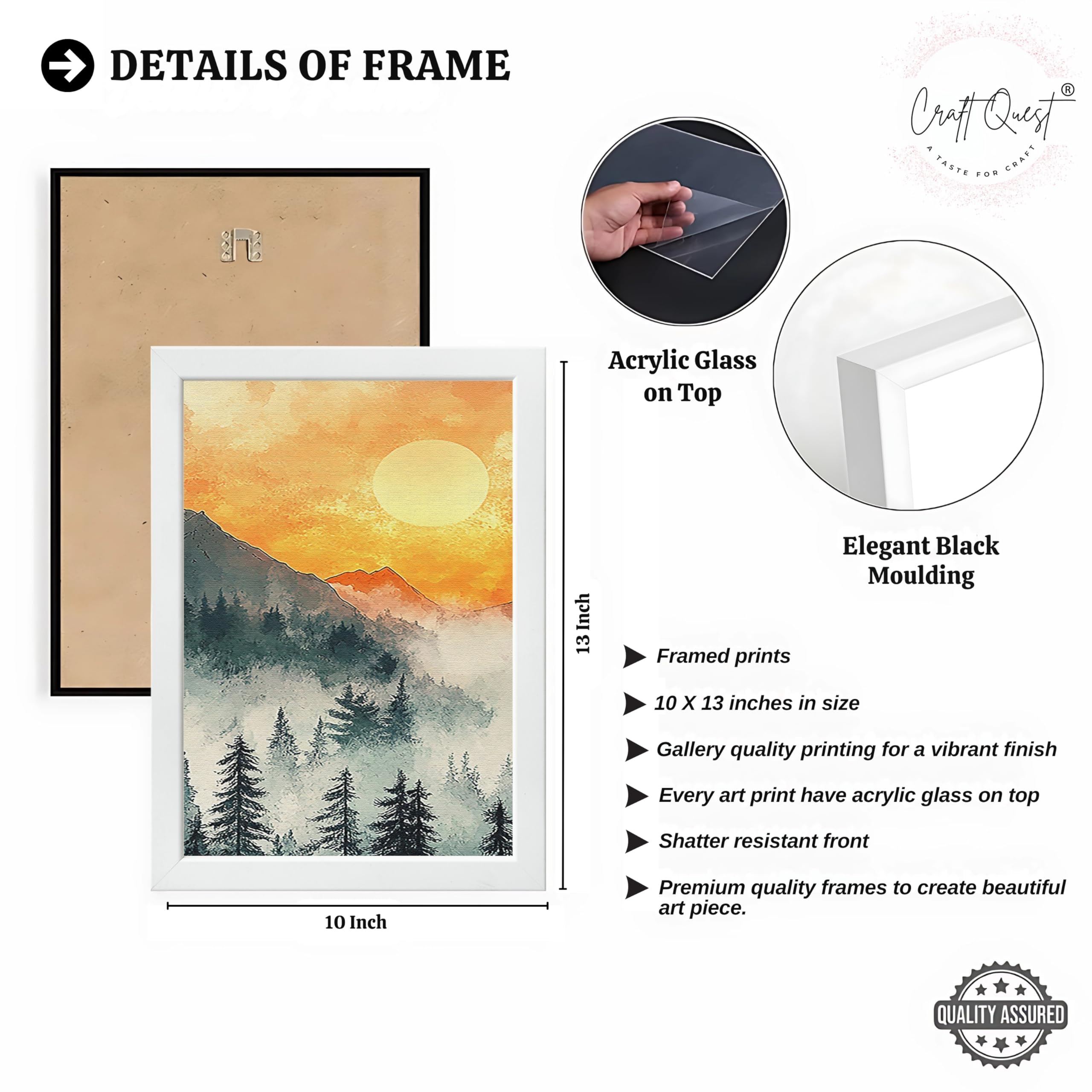 CRAFT QUEST Nature Inspired Paintings With Trees & Mountains Wall Art | Set of 3 Frames for Home Decoration | Ideal for Living Room, Bedroom & Office
