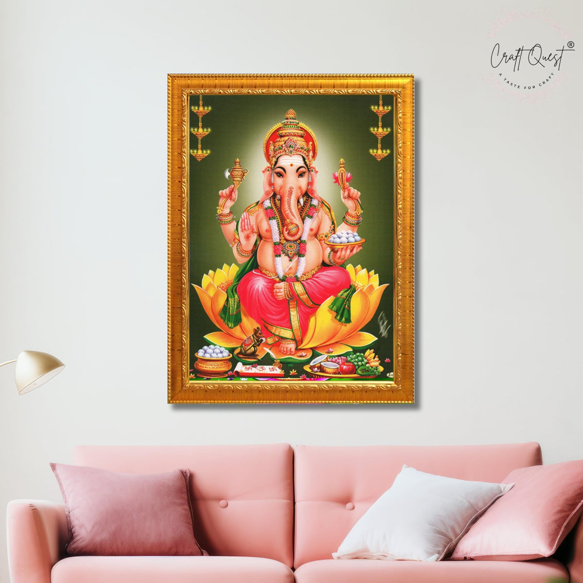 CRAFT QUEST Lord Ganesha Abstract Modern Wall Painting With Frame For Home and Office Decor
