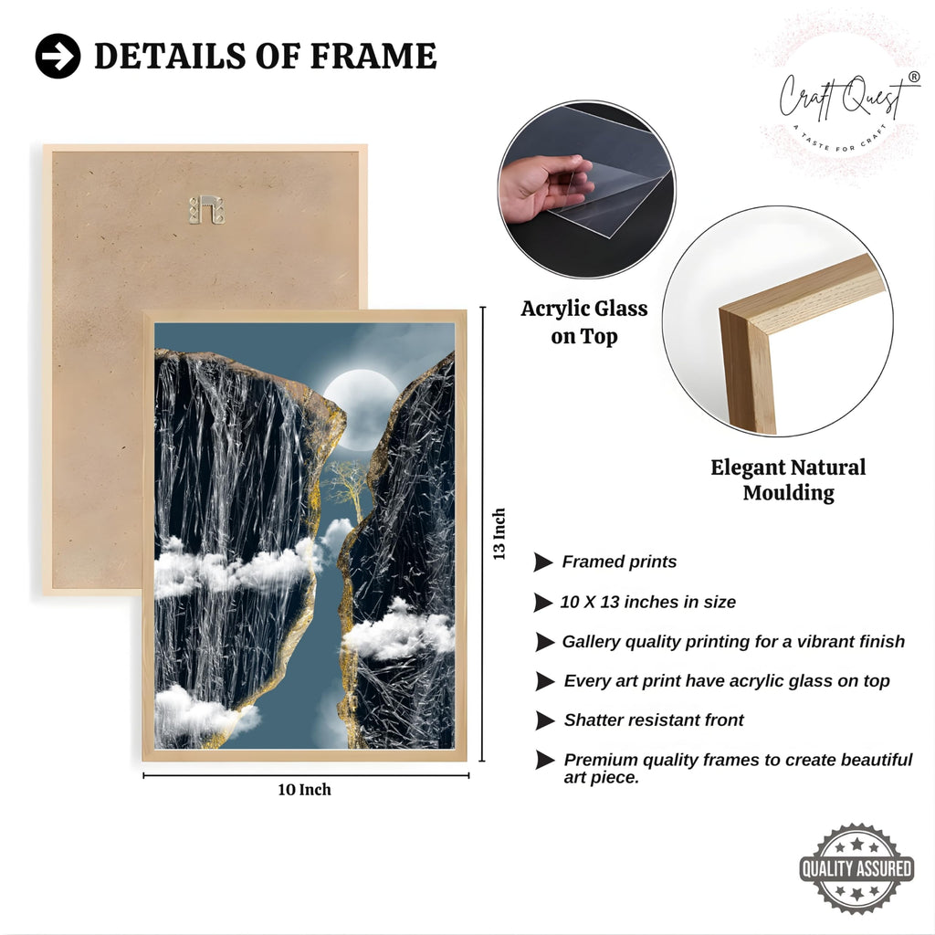 CRAFT QUEST Modern Art Abstract Landscape Decorative Wall Art | Set of 3 Frames for Home Decoration | Ideal for Living Room, Bedroom & Offices