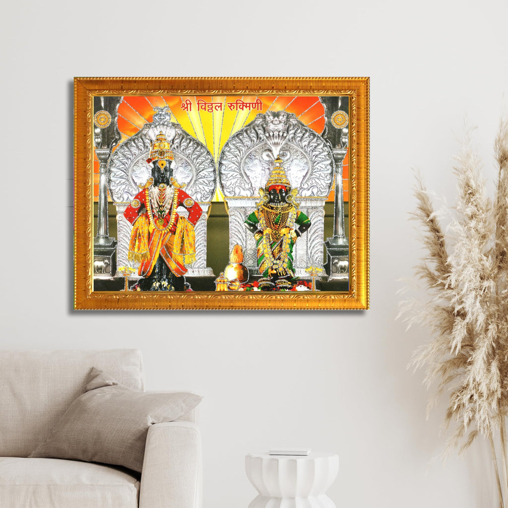 CRAFT QUEST Shri Vitthal Rukmini Photo Frame with Acrylic Sheet Wall Hanging/Gift/Temple/puja Room/Home Decor Frame