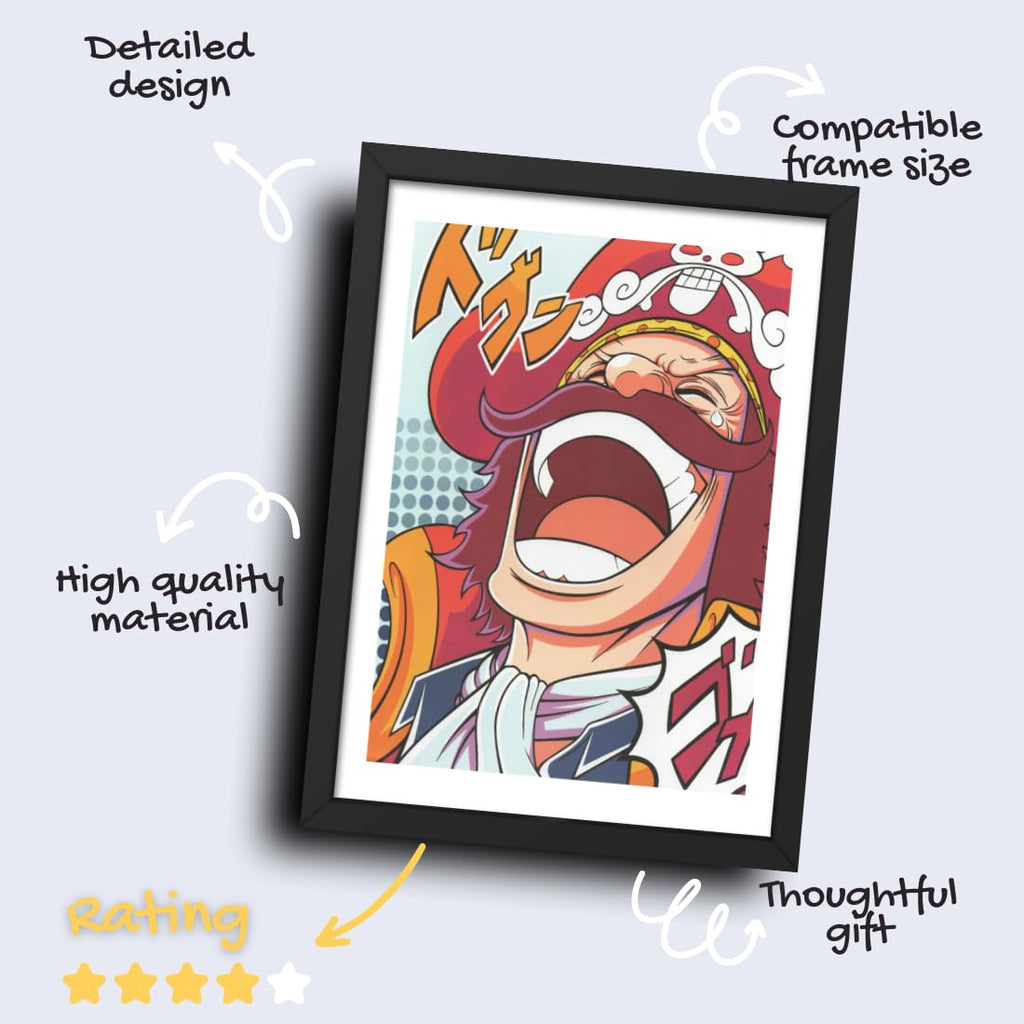CRAFT QUEST One Piece Anime Laminated Posters Framed Painting with Matte Black Frame (14 Inches x 10 Inches)