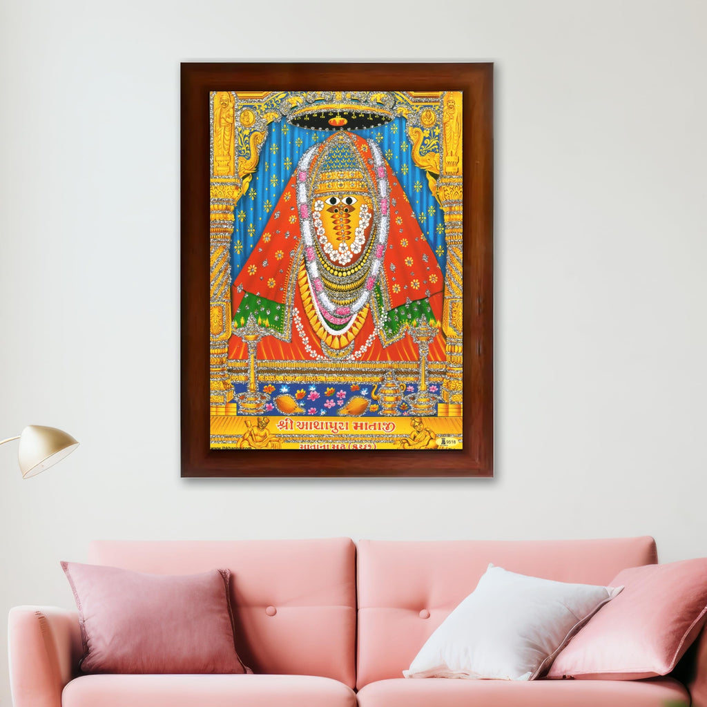 CRAFT QUEST Ashapura Maa Mata Ji Shri Nadol Mataji Wall Painting For Home Decor wooden framed