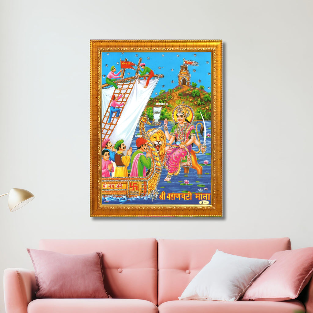 CRAFT QUEST Shri Vahanvati Mata Sikotar Maa Photo frame | Acrylic, Lightweight | Hindu God Spiritual Framed | Ideal for Home, Office, Temple & Puja Room, Wall Decor