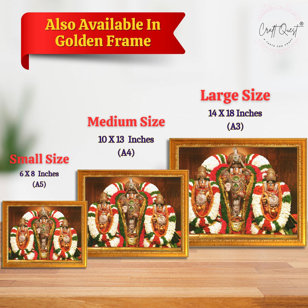 CRAFT QUEST Tirupati Balaji with Padmavati Photo Frame; sri; Venkateshwara; Wall Photo Frame | South God Frame for Home, Office, Temple & Gifting