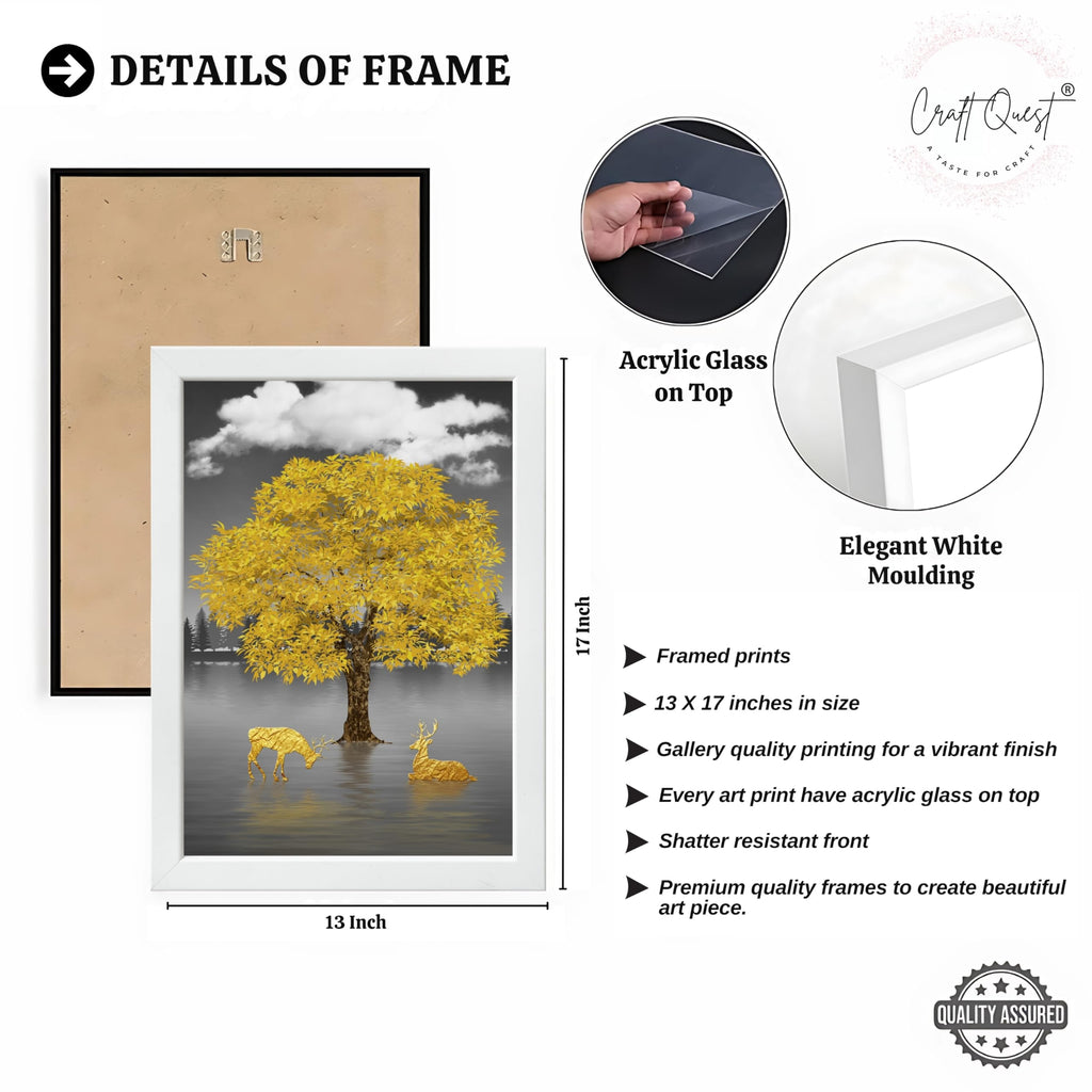 CRAFT QUEST Modern Art Geometric Landscapes Wall Art | Set of 3 Frames for Home Decoration | Ideal for Living Room, Bedroom & Offices