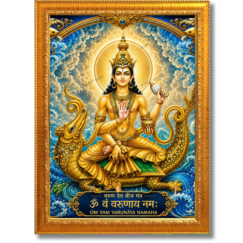 CRAFT QUEST Varun Dev photo frame for wall vastu | Jhulelal Ji Acrylic Photo Frame for Wall Decoration | Vastu Positive Energy Wall Art for Home, Office & Temple