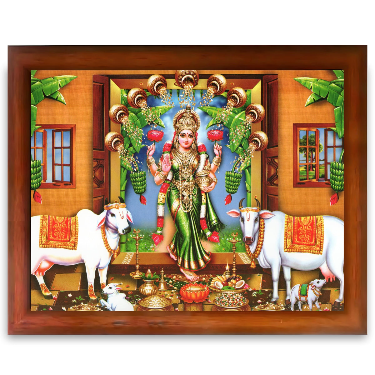 CRAFT QUEST Goddess Lakshmi Mata Wall Painting Photo Framed | Acrylic Glass, Lightweight | Ideal for Home, Office, Temple & Puja Room, Wall Decor