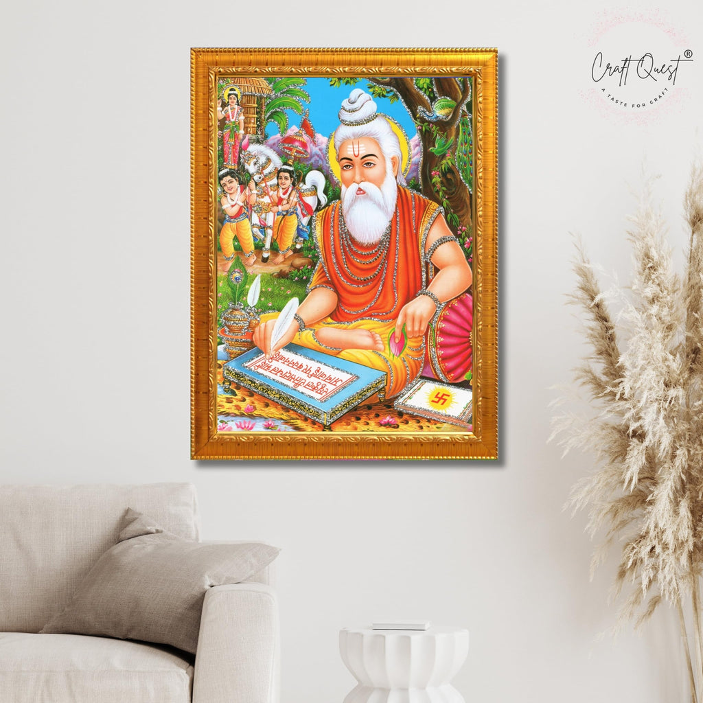 CRAFT QUEST Maharishi Valmiki Photo frame | Acrylic, Lightweight | Hindu God Spiritual Framed | Ideal for Home, Office, Temple & Puja Room, Wall Decor