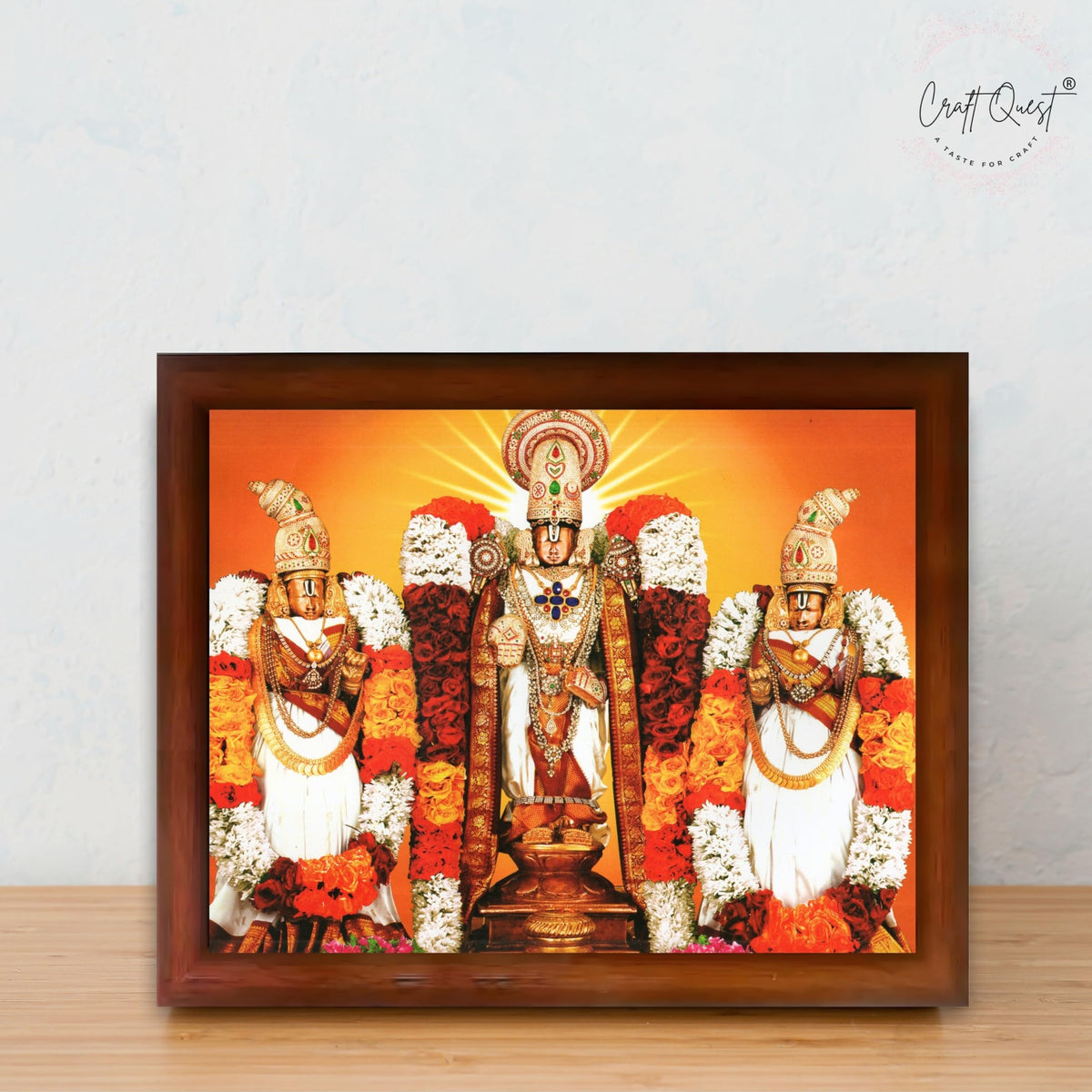 CRAFT QUEST Balaji Lakshmi Padmavati Venkateshwara Swamy Wall Photo Frame For Home, Temple, Pooja, Wall Décor Item
