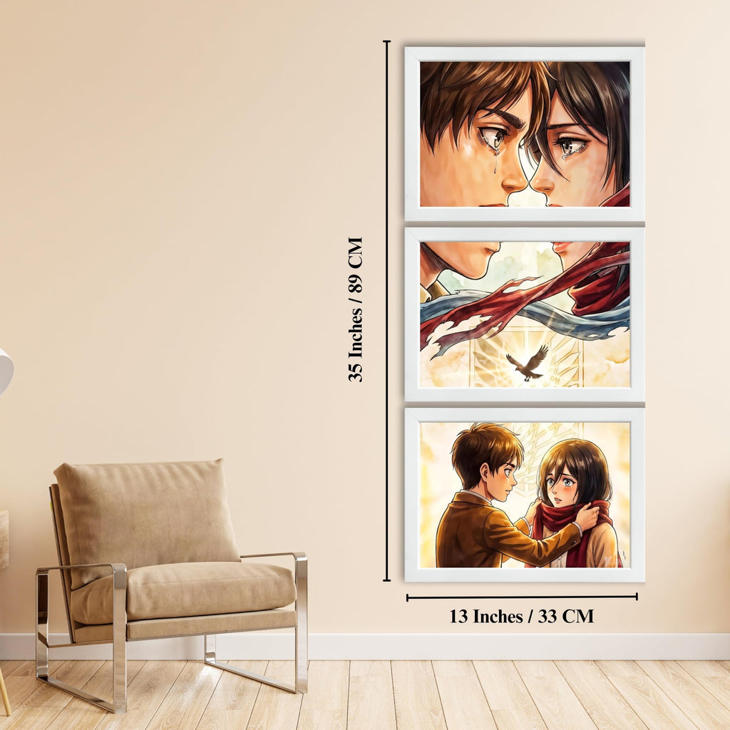 VENUXE ARTS Set Of 3 Anime Characters Wall Framed |Anime Characters Framed Poster for Living Room Bedroom Gaming Room Studio Wall Decor