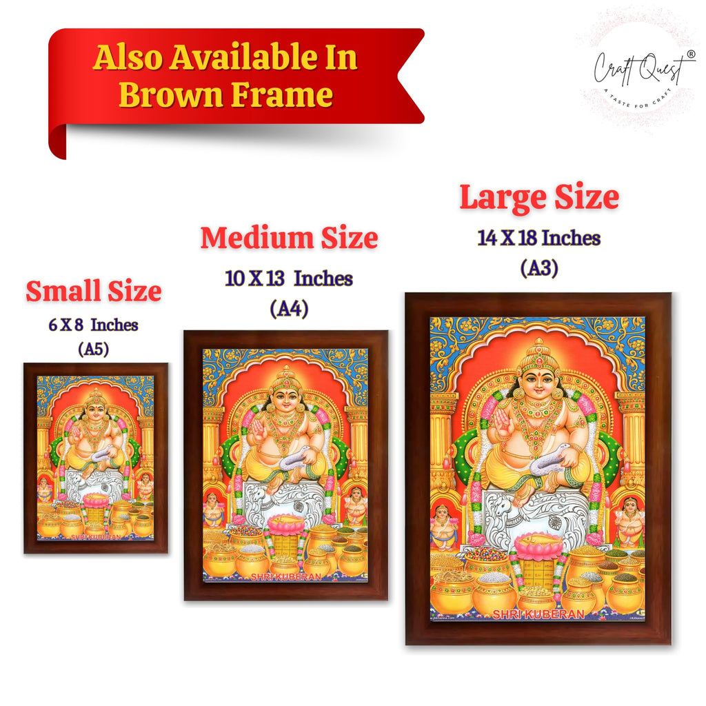 CRAFT QUEST Lord Kubera Swamy Bhagwan Kuber Kubera Wall Painting Framed, Religious Photo Frame, Home Decoration Item