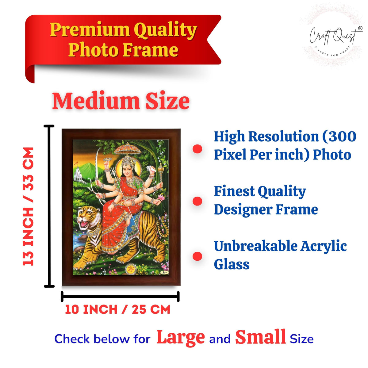 CRAFT QUEST Durga Mata Goddess Navdurga Wall Painting Framed Home and Pooja Décor