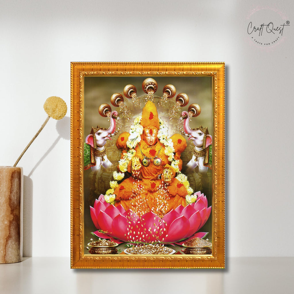 CRAFT QUEST Padmavati Devi Padmavathi Thayar Amman Wall Photo Framed | South God Picture Frame for Home, Office, Temple & Gifting, Decor