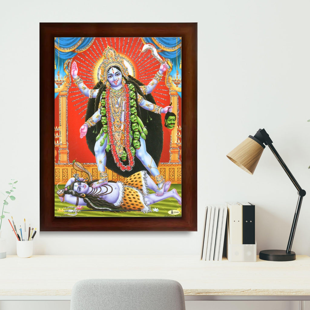 CRAFT QUEST Kali Mata photo with frame, God Religious Framed Painting With Acrylic Glass