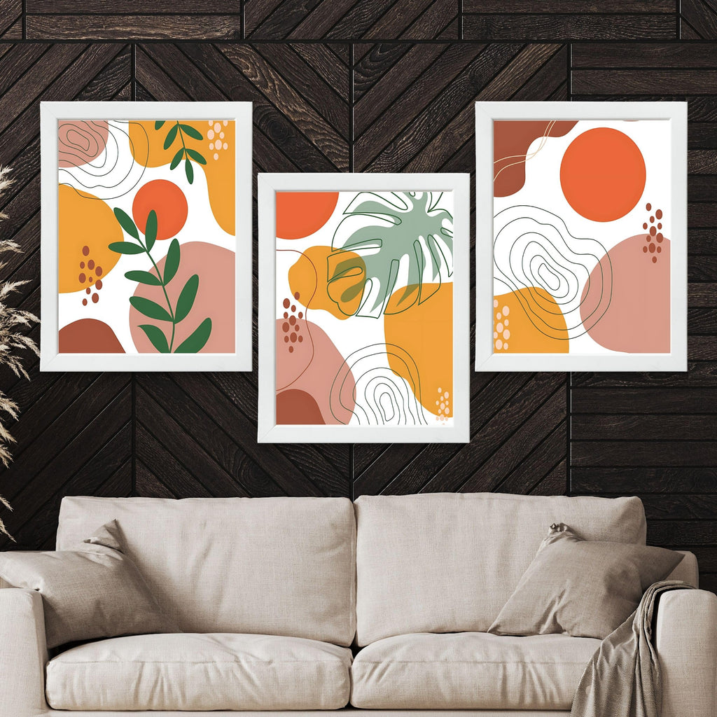 CRAFT QUEST Wall Art Decor Paintings | Set of 3 BOHO Wall Art Frames for Home Decoration | Ideal for Living Room, Bedroom & Office