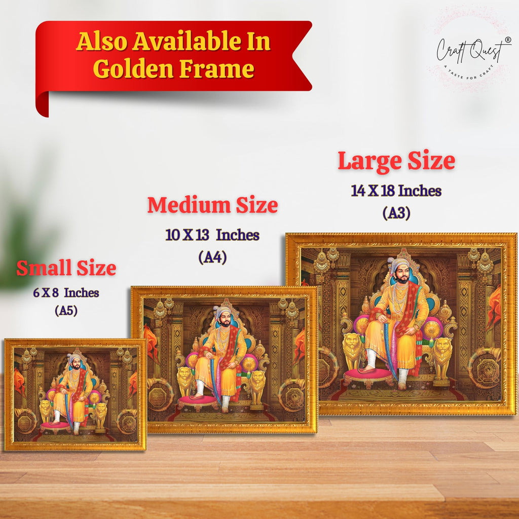CRAFT QUEST Chhatrapati Shivaji Maharaj Wall Photo Frame | Lightweight | Home Decoration Item | Indian Historic Classic Painting Wall Art Best Gifting Option