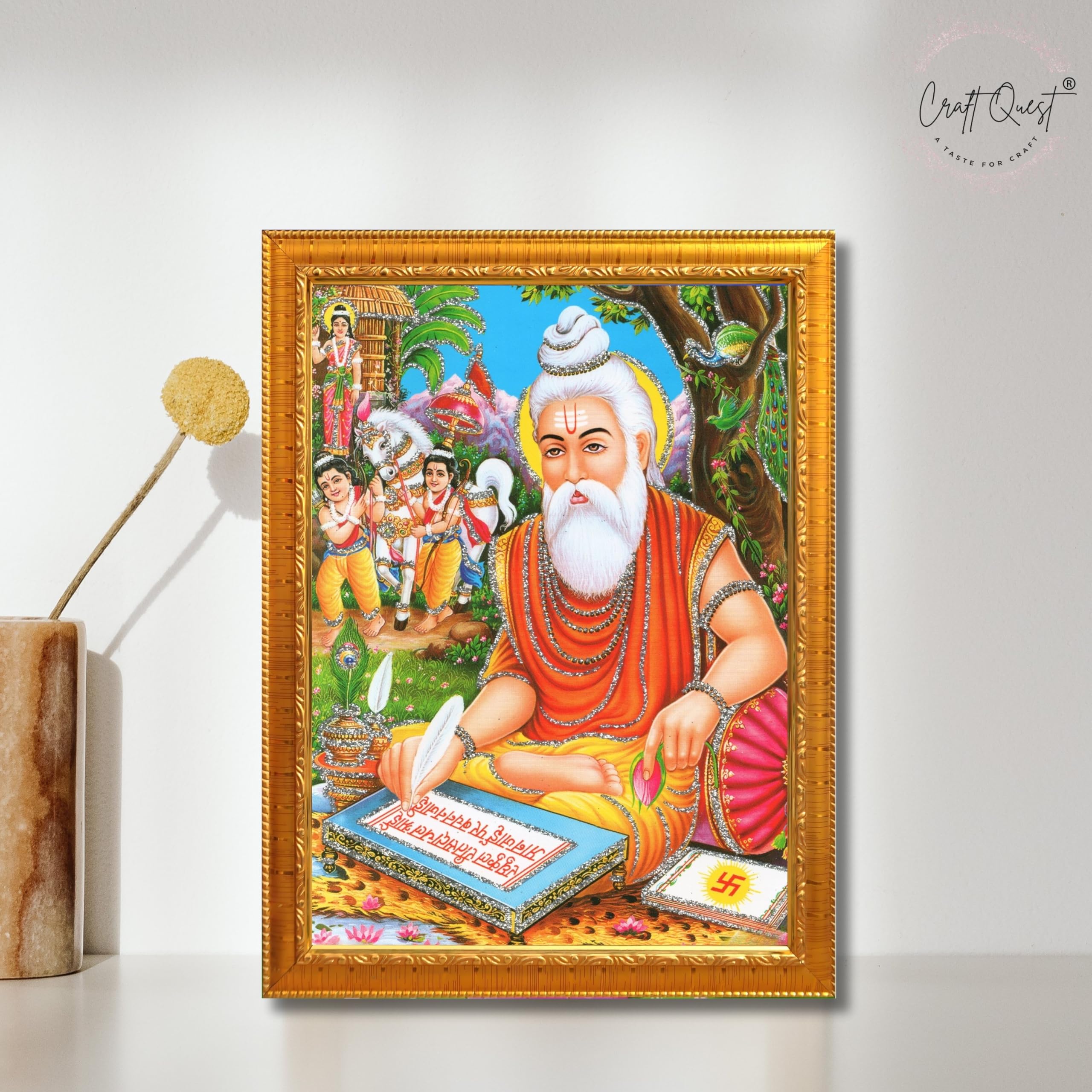 CRAFT QUEST Maharishi Valmiki Photo frame | Acrylic, Lightweight | Hindu God Spiritual Framed | Ideal for Home, Office, Temple & Puja Room, Wall Decor