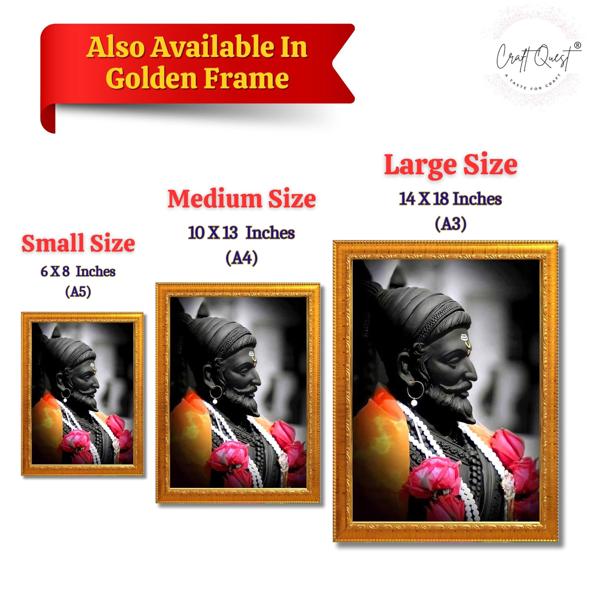 CRAFT QUEST Chattrapati Shivaji Maharaj Wall Painting With Acrylic Sheet | For Living, Pooja Room | Home Decoration Item | Best Gifting Option
