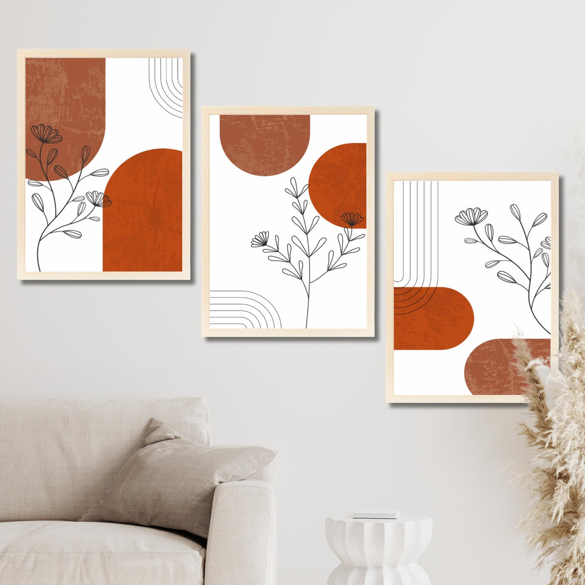 CRAFT QUEST Wall Art Decor Paintings | Set of 3 Abstract Wall Art Frames for Home Decoration | Ideal for Living Room, Bedroom & Offices