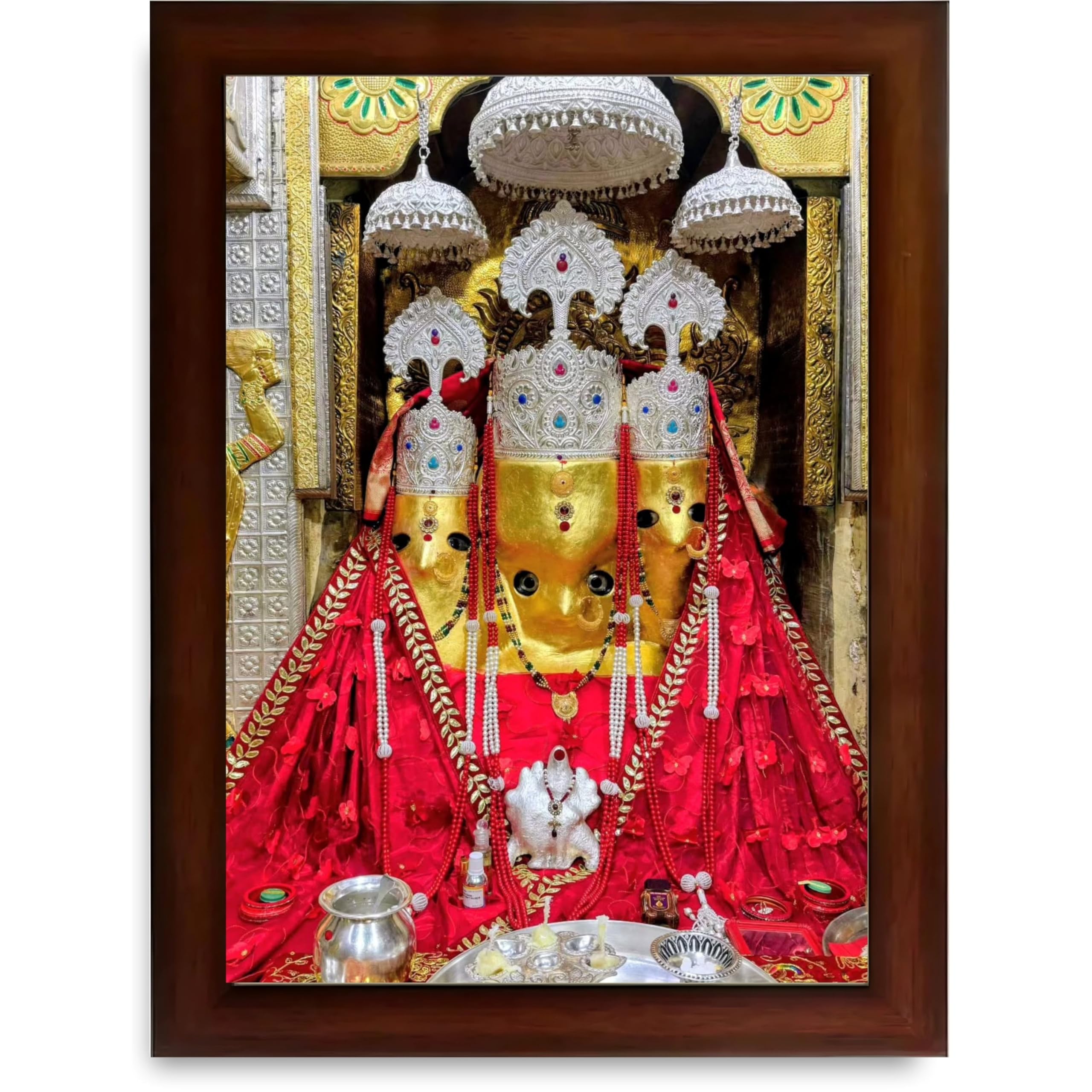 CRAFT QUEST Baglamuklhi maa/mata wodden Religious Photo Frame for Home, Office