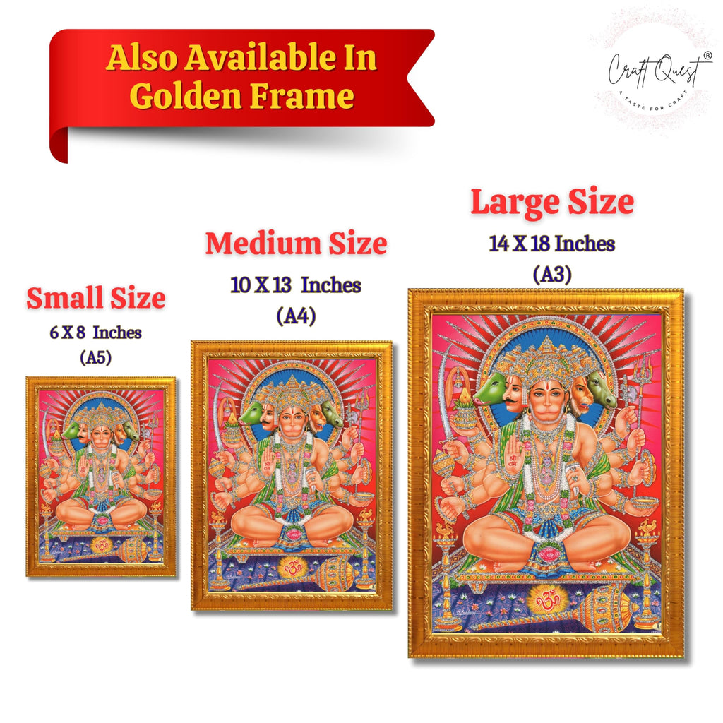 CRAFT QUEST Panchmukhi Hanuman JI | Bajrangbali Religious Photo frame home Decorative item