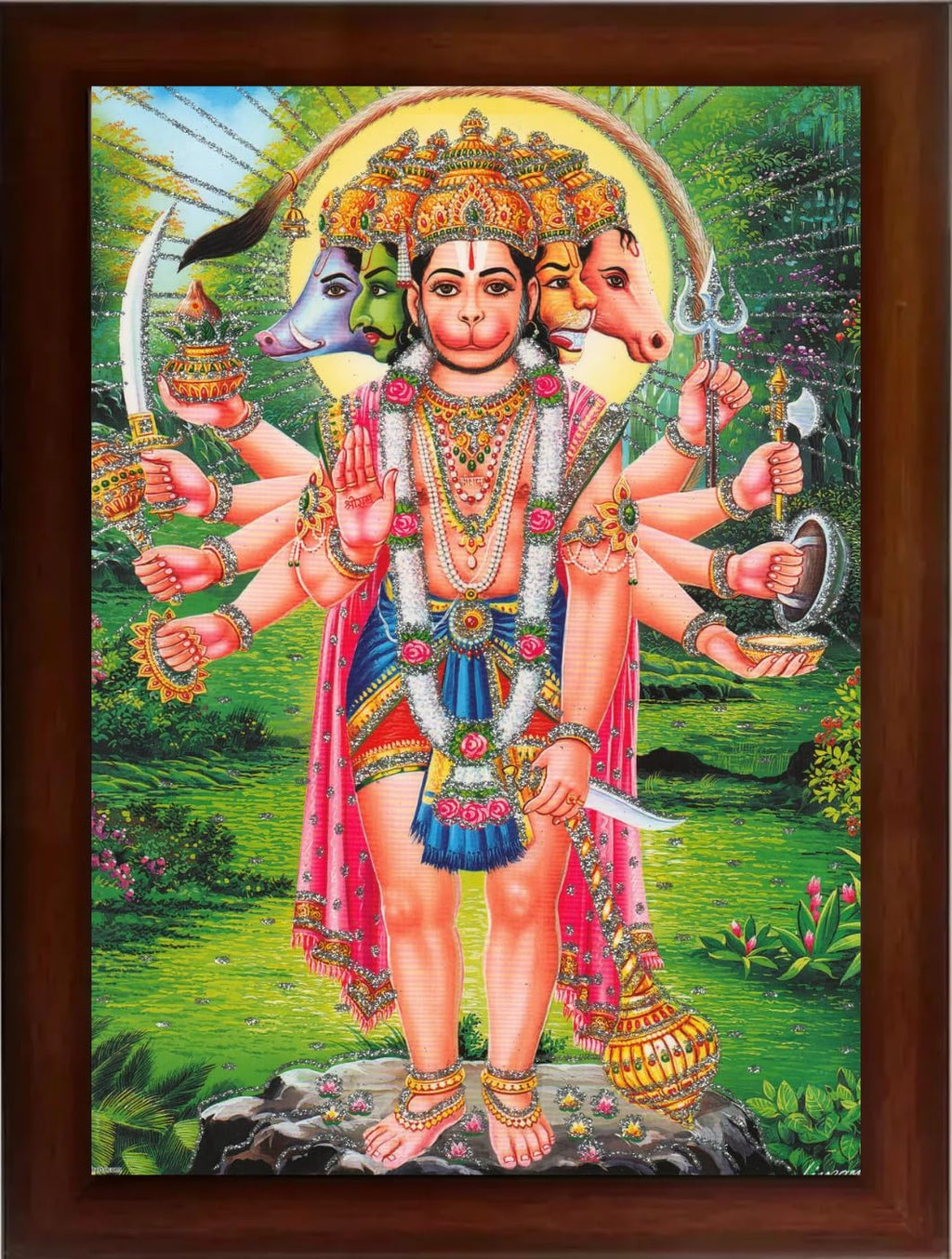 CRAFT QUEST Hanuman ji Religious Photo Frame Home Decorative Item Synthetic wood, (10 X 14 Inches)