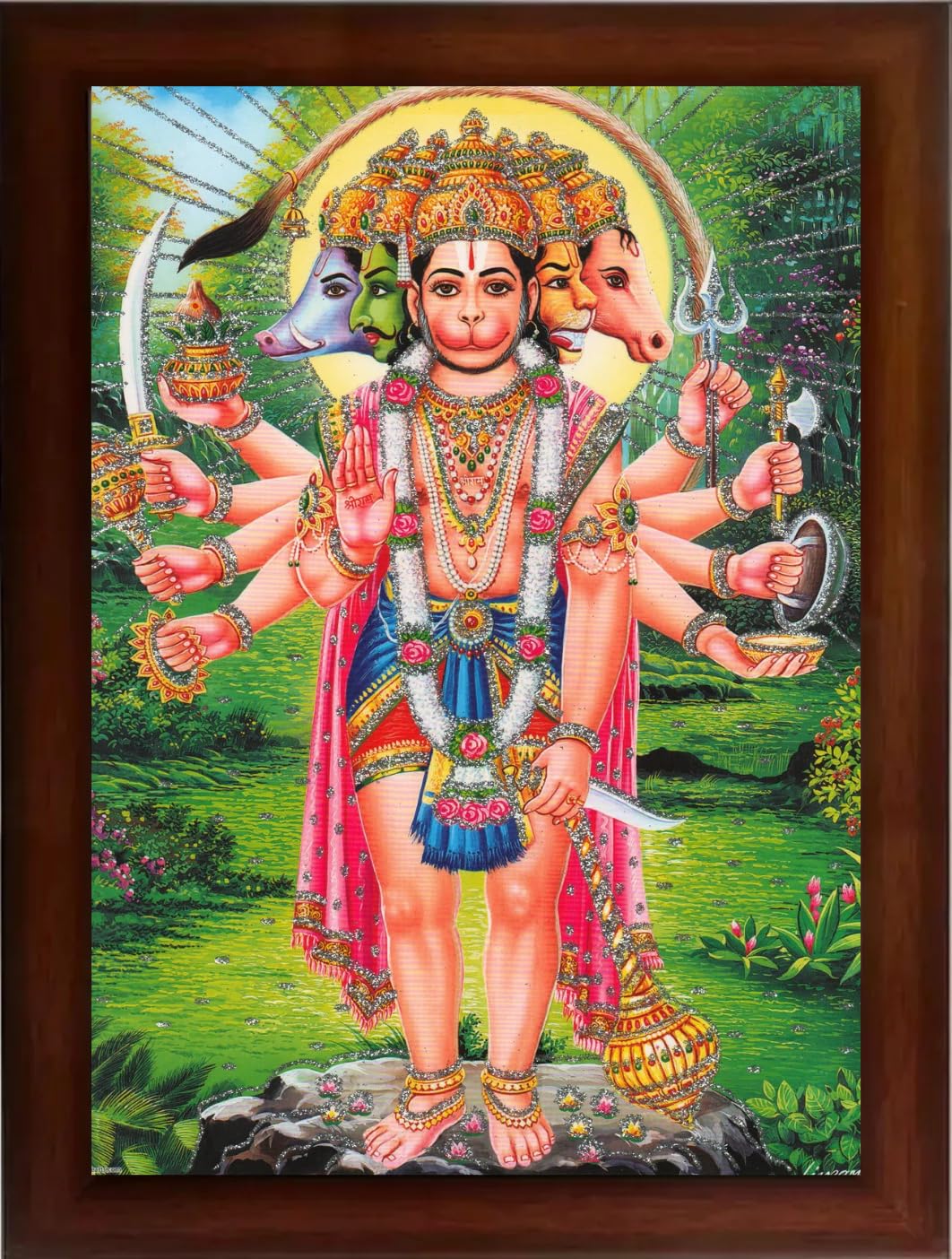 CRAFT QUEST Hanuman ji Religious Photo Frame Home Decorative Item Synthetic wood, (10 X 14 Inches)